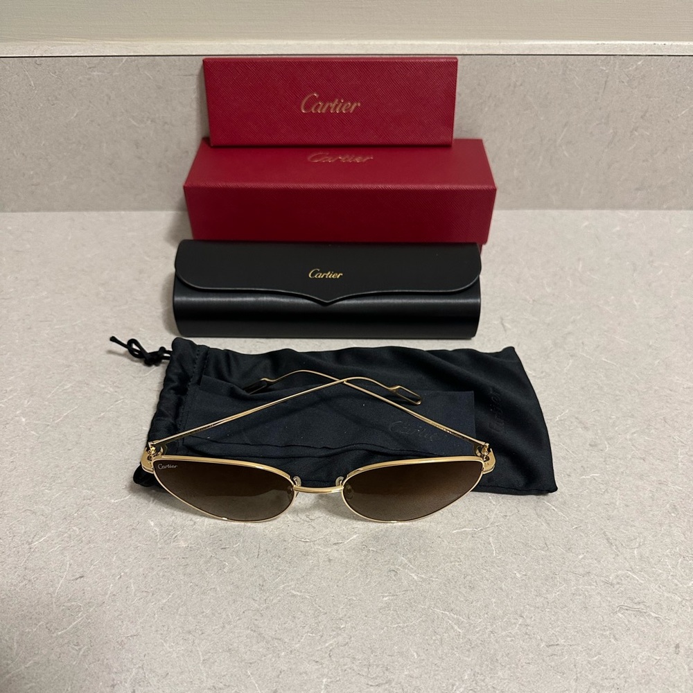 BNW AUTH CARTIER C DE CARTIER CAT EYE SUNGLASSES, CT0155S-001, MADE IN FRANCE